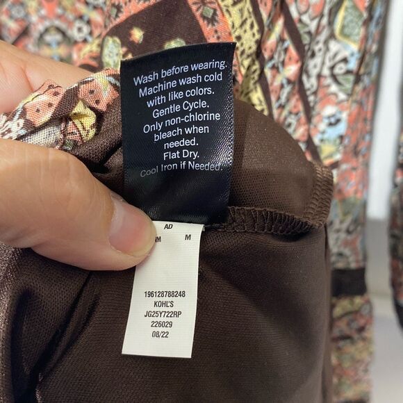 SO Women's Brown Multi Lace Inset Tiered Long Sleeve Babydoll Dress Medium NWT - Picture 12 of 12